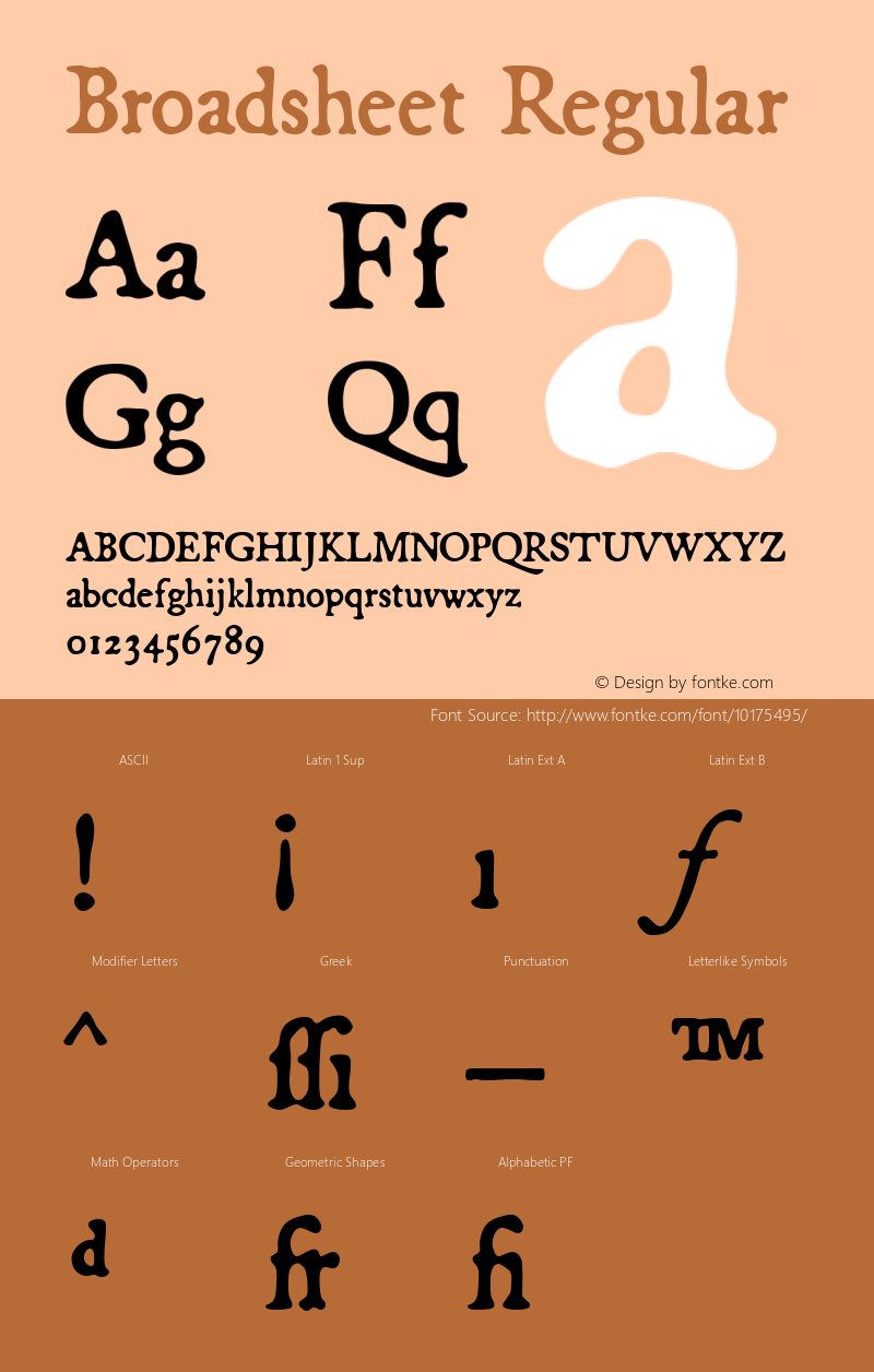 Broadsheet Regular Version 001.000 Font Sample