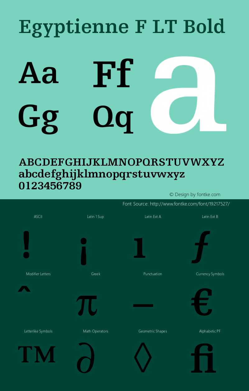 Egyptienne F LT 65 Bold Version 006.000 Font Sample