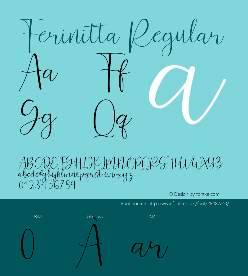 Ferinitta Version 1.00;January 24, 2019;FontCreator 11.5.0.2422 64-bit Font Sample