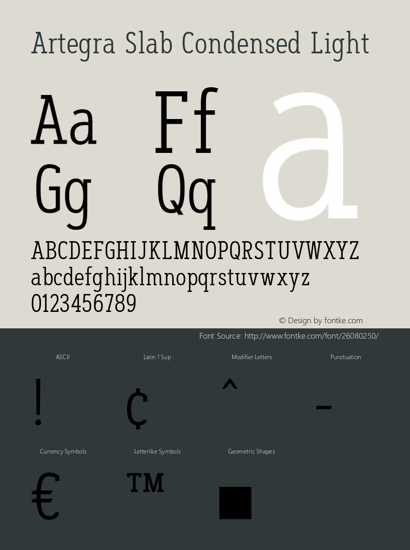 ArtegraSlabCnLight Version 1.000 Font Sample