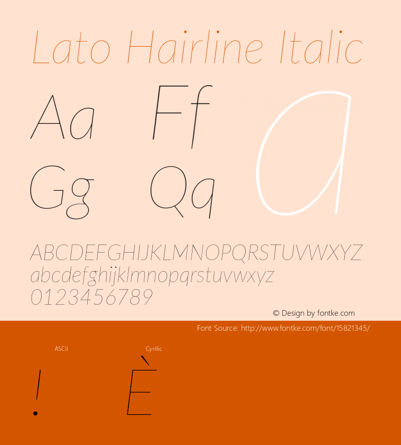 Lato Hairline Italic Version 2.007; 2014-02-27 Font Sample