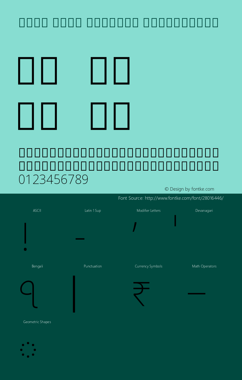 Noto Sans Bengali ExtraLight Version 2.000 Font Sample