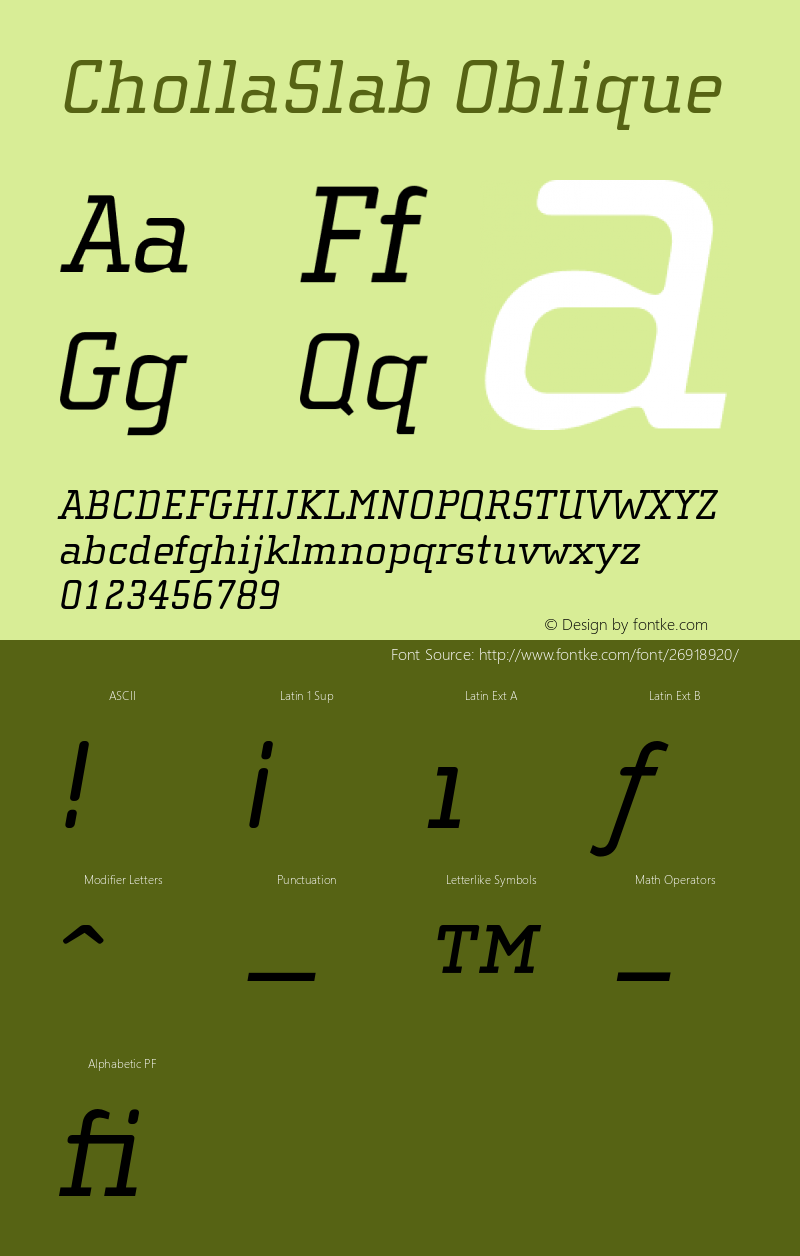 ChollaSlabOblique 001.000 Font Sample