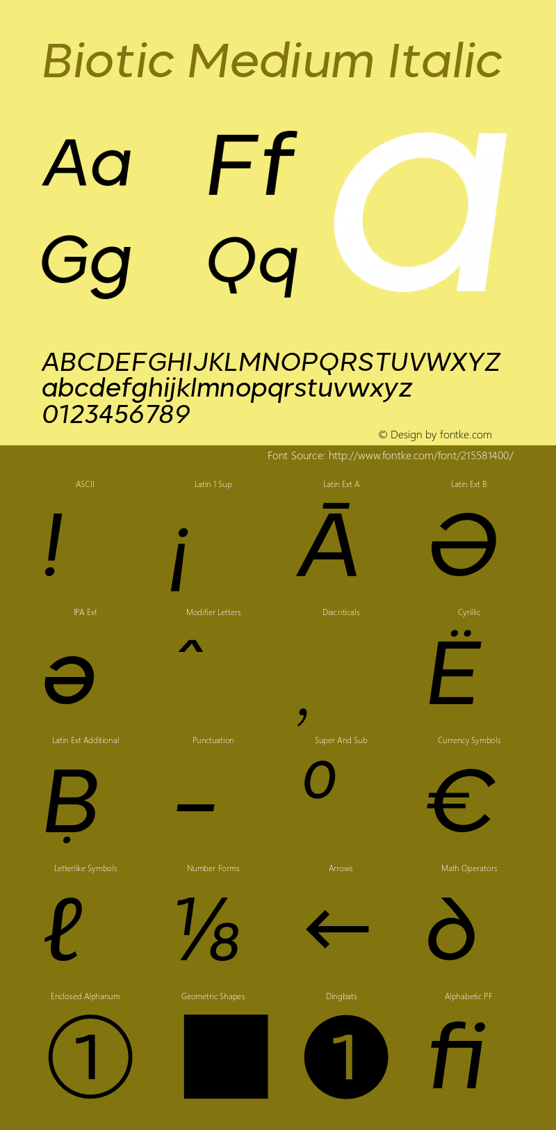 Biotic Medium Italic Version 2.000;FEAKit 1.0图片样张