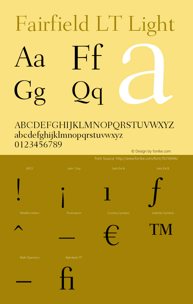 Fairfield LT 45 Light Version 006.000 Font Sample