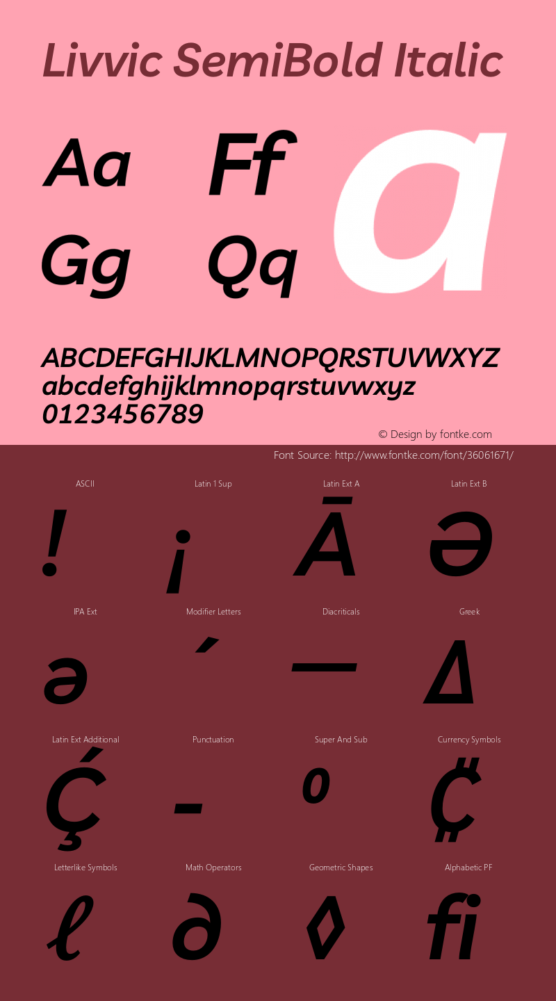 Livvic SemiBold Italic Version 1.000 Font Sample