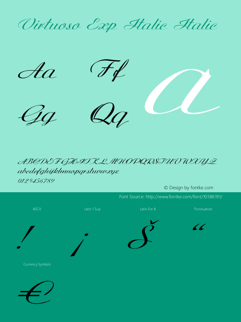 Virtuoso Exp Italic Italic Version 1.000 Font Sample