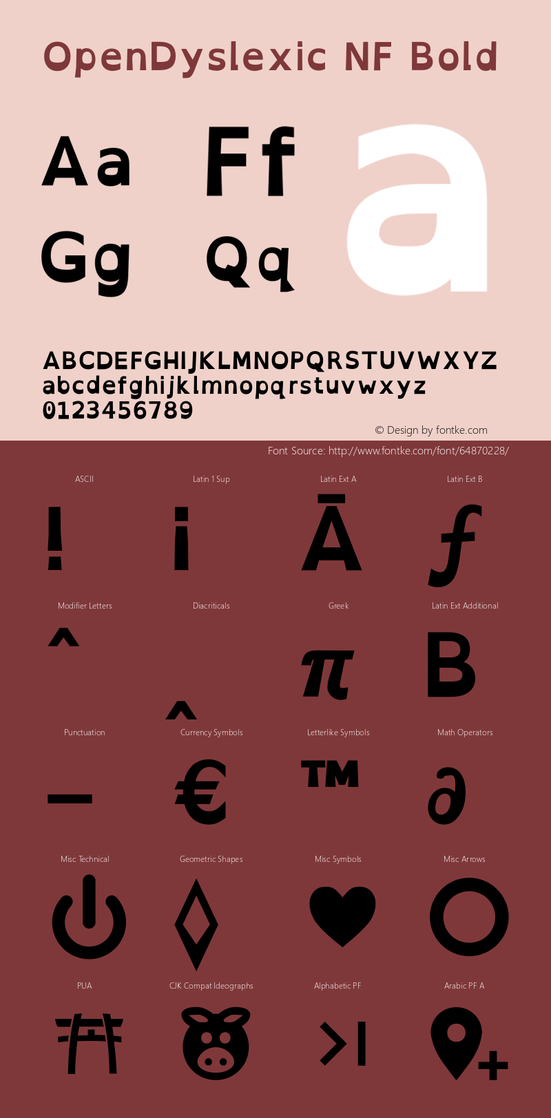 OpenDyslexic Bold Nerd Font Complete Windows Compatible Version 2.001;PS 002.001;hotconv 1.0.70;makeotf.lib2.5.58329 Font Sample