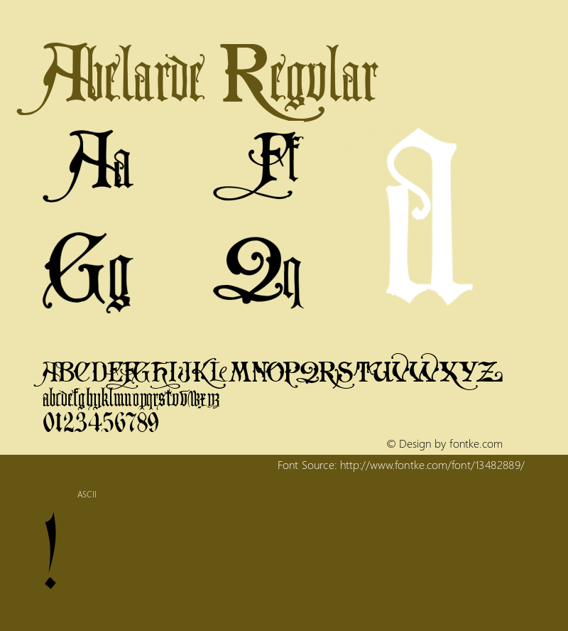Abelarde Regular Fontographer 4.7 4/19/06 FG4M­0000001083 Font Sample