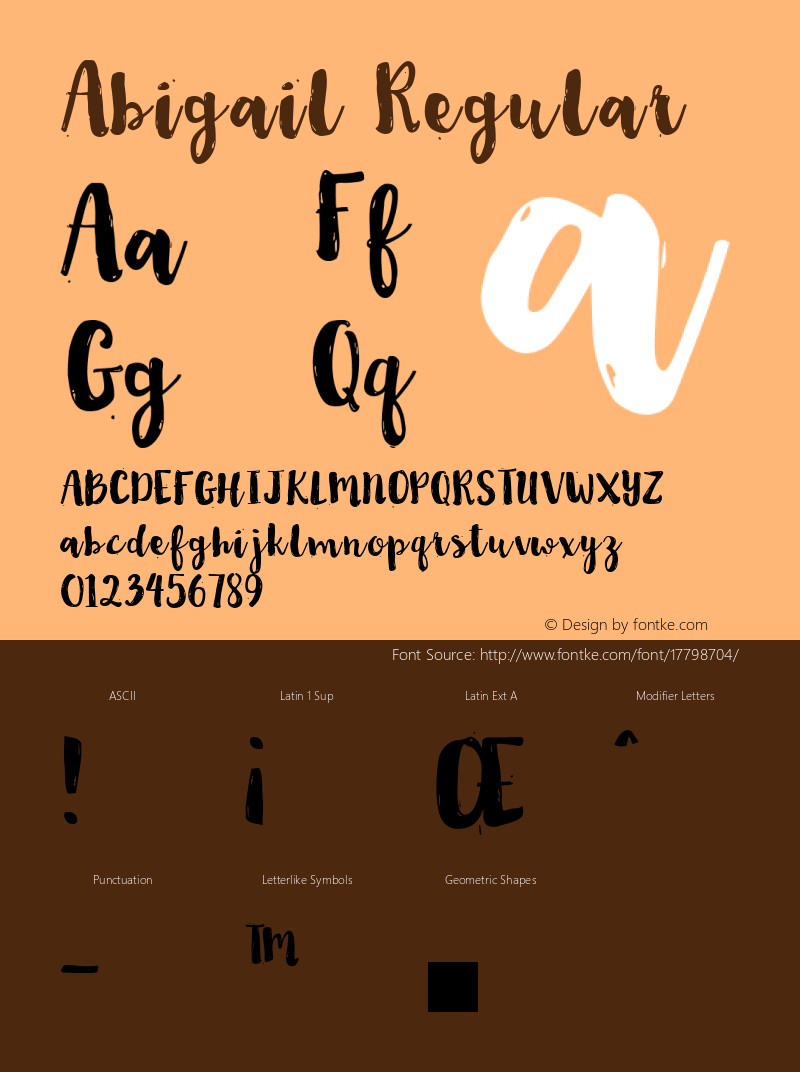 Abigail Regular Version 1.0 Font Sample