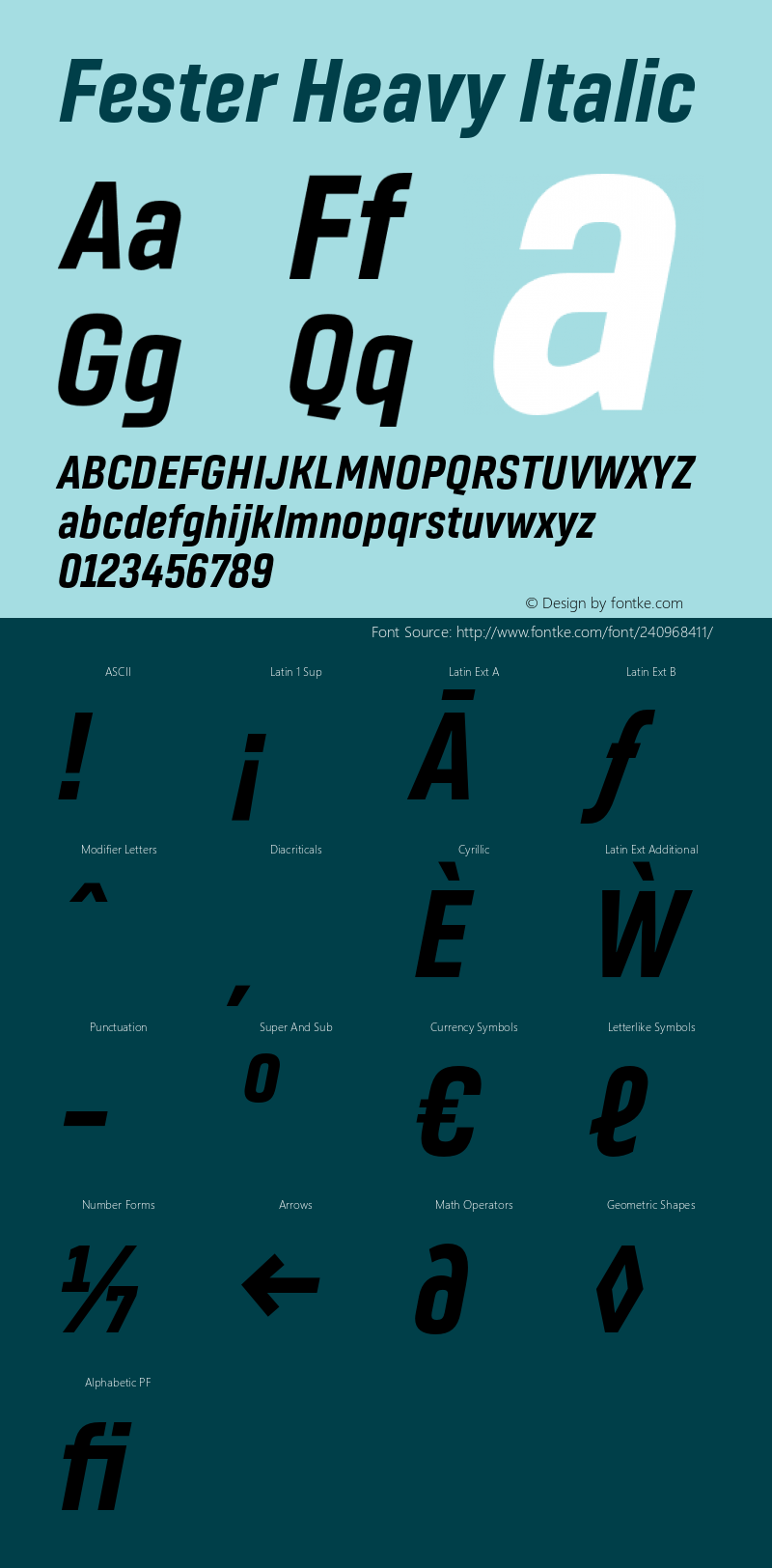 Fester Heavy Italic Version 1.000;FEAKit 1.0图片样张