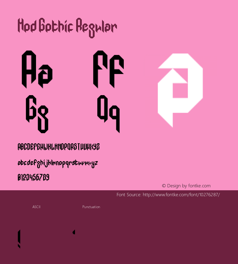 Mod Gothic Regular Version 1.0 Font Sample