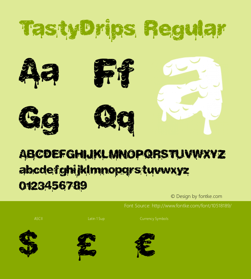 TastyDrips Regular Version 1.00 September 30, 2013, initial release Font Sample