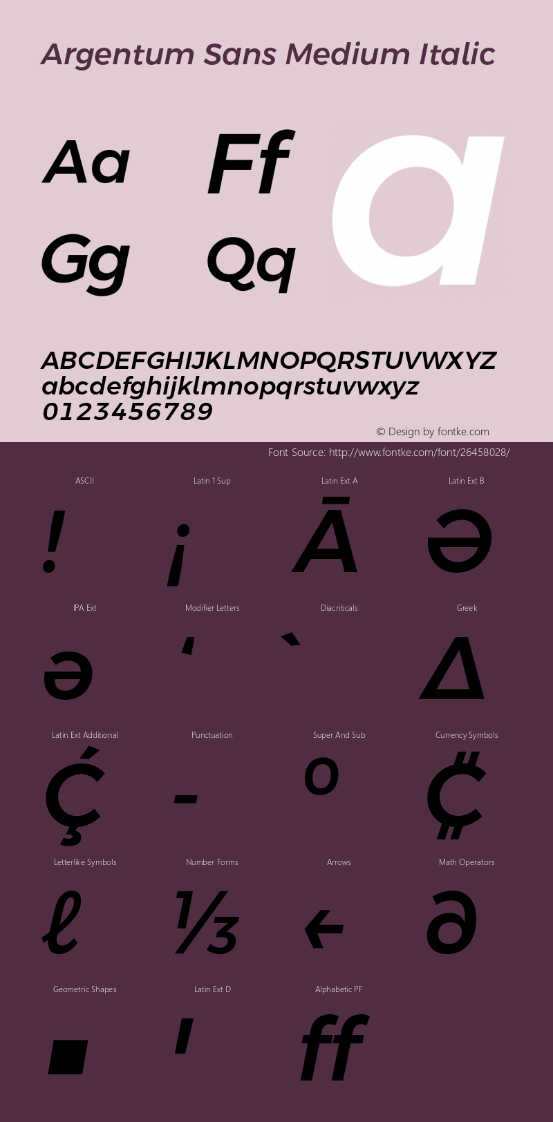 Argentum Sans Medium Italic Version 1.000; ttfautohint (v1.5.65-e2d9) Font Sample