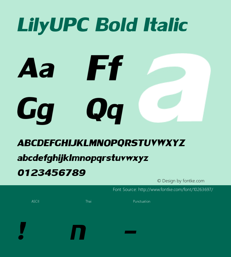 LilyUPC Bold Italic Version 2.20 Font Sample