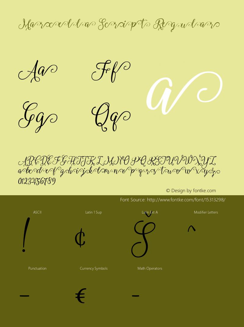 Marcella Script Regular Version 1.000 Font Sample