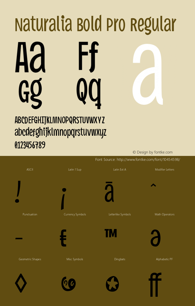 Naturalia Bold Pro Regular Version 1.000 Font Sample