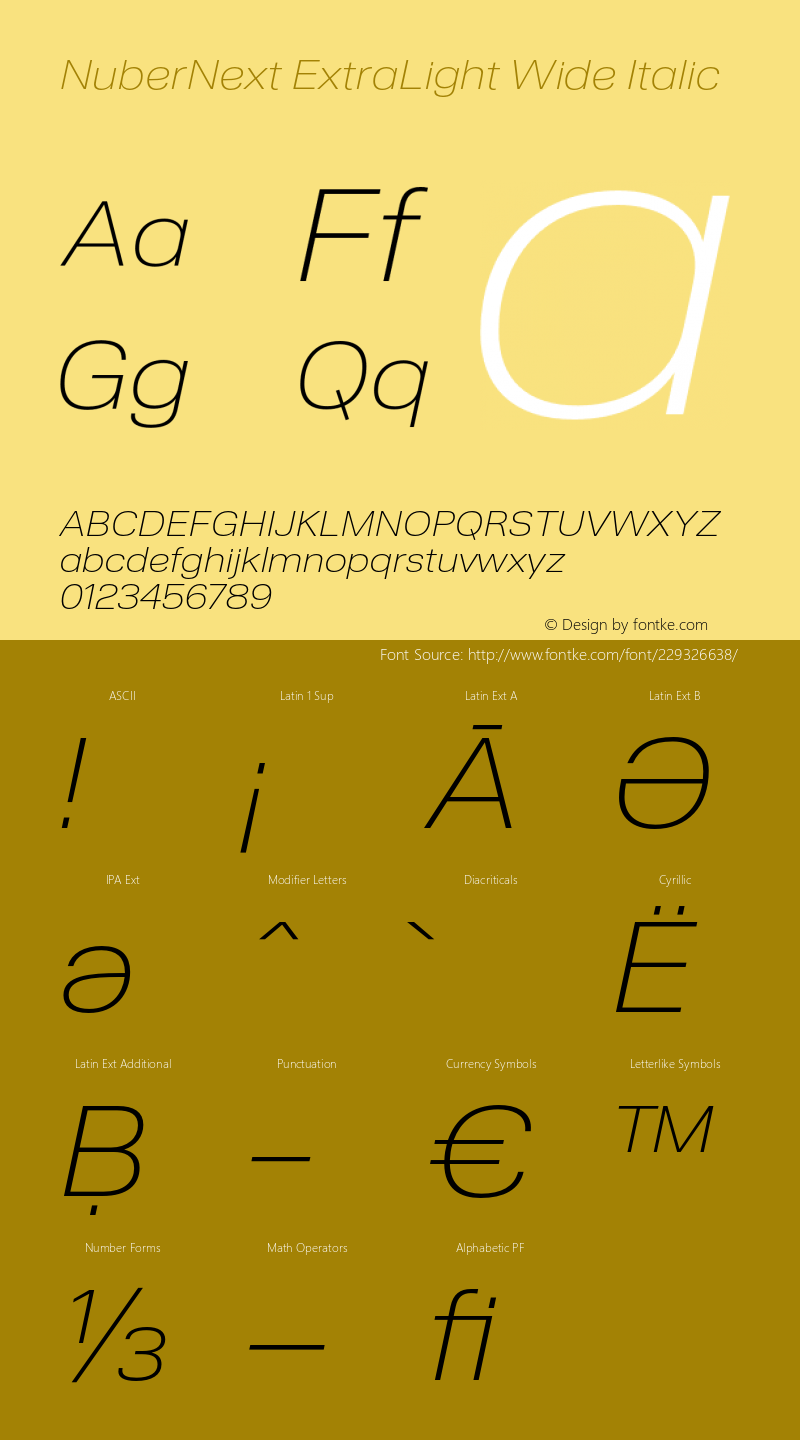 NuberNext ExtraLight Wide Italic Version 001.002 February 2020图片样张