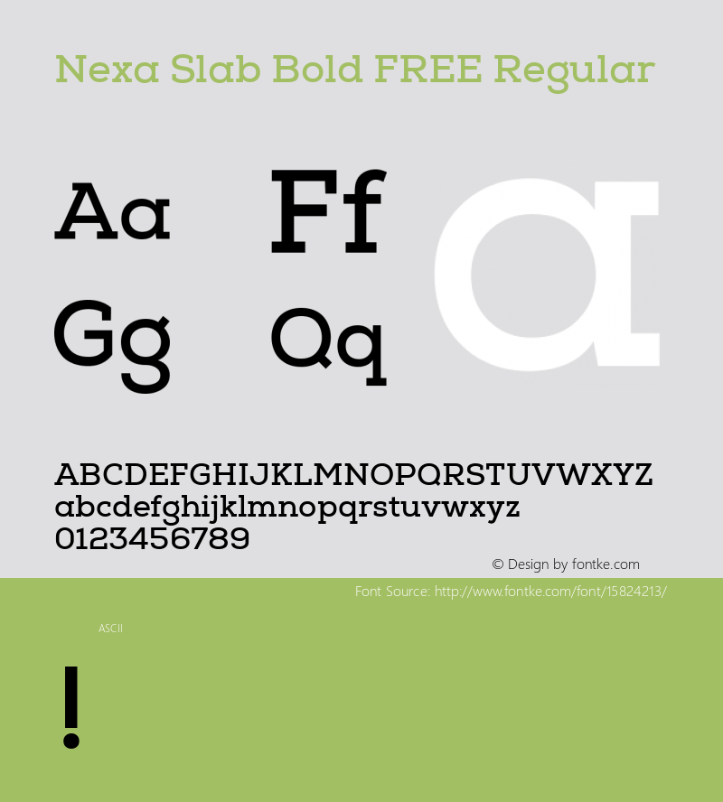 Nexa Slab Bold FREE Regular Version 0.000; ttfautohint (v1.4.1) Font Sample
