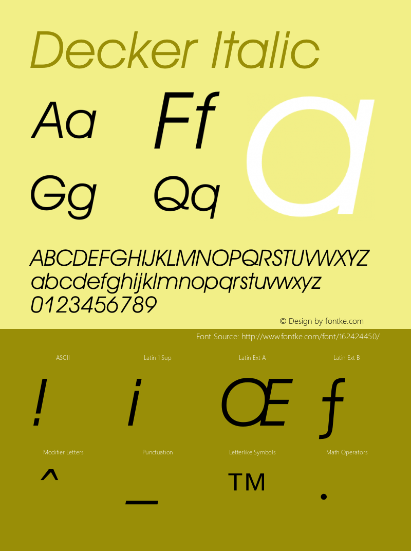 Decker Italic Version 1.0 Font Sample