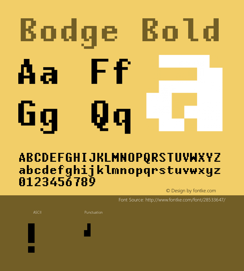 Bodge Bold Version 1.0 Font Sample