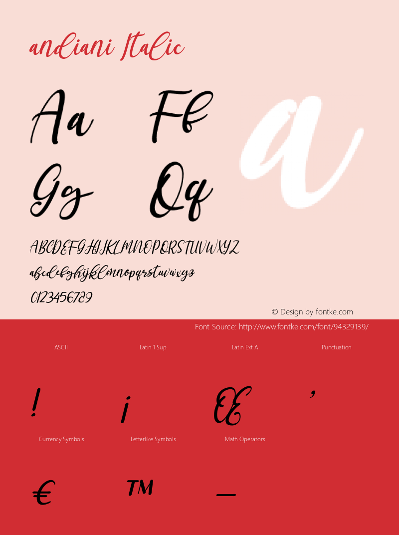 andiani Italic Version 1.00;January 11, 2021;FontCreator 13.0.0.2683 64-bit Font Sample