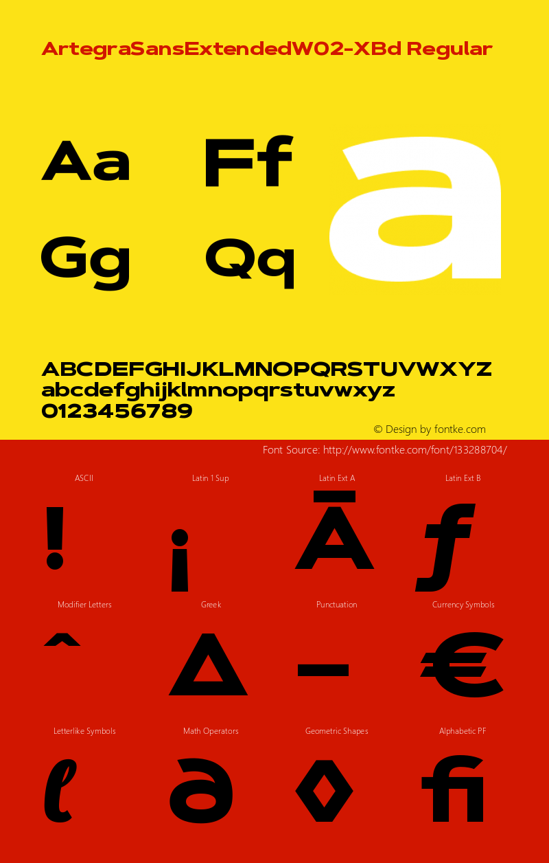 Artegra Sans Extended W02 XBold Version 1.004 Font Sample