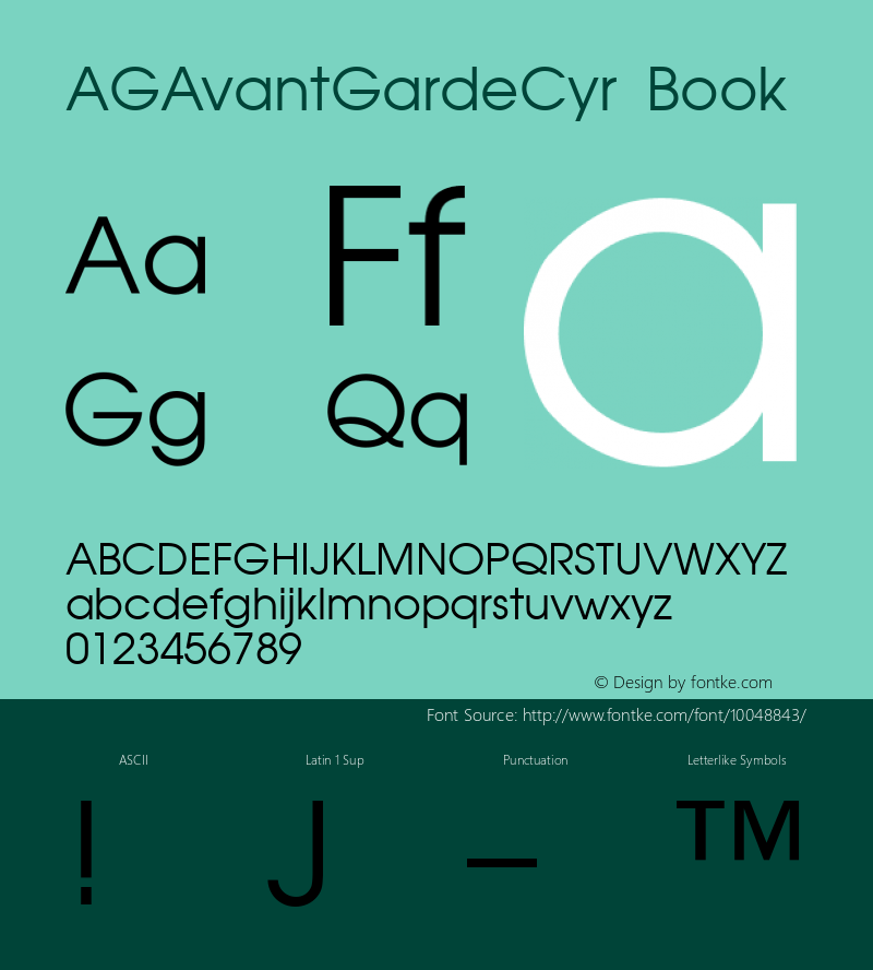 AGAvantGardeCyr Book 001.000 Font Sample