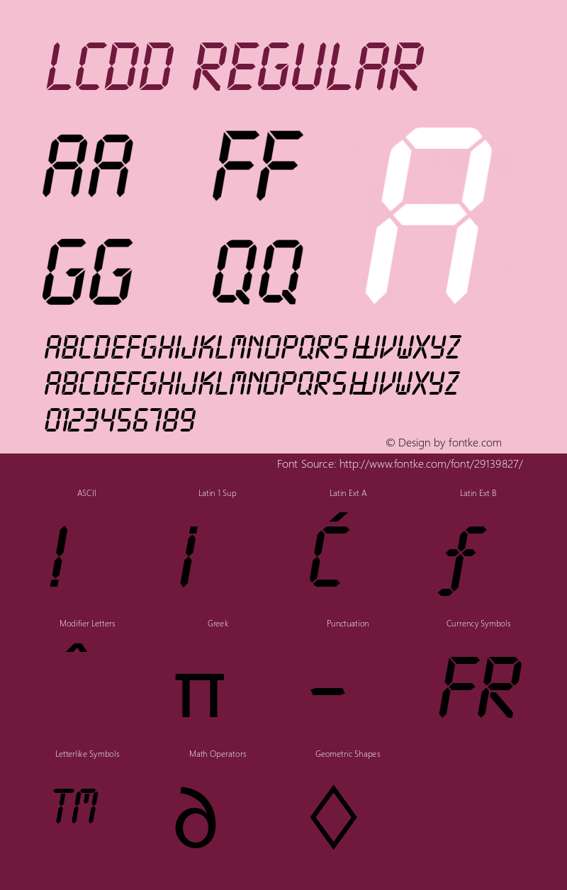 LcdD Version 001.005 Font Sample