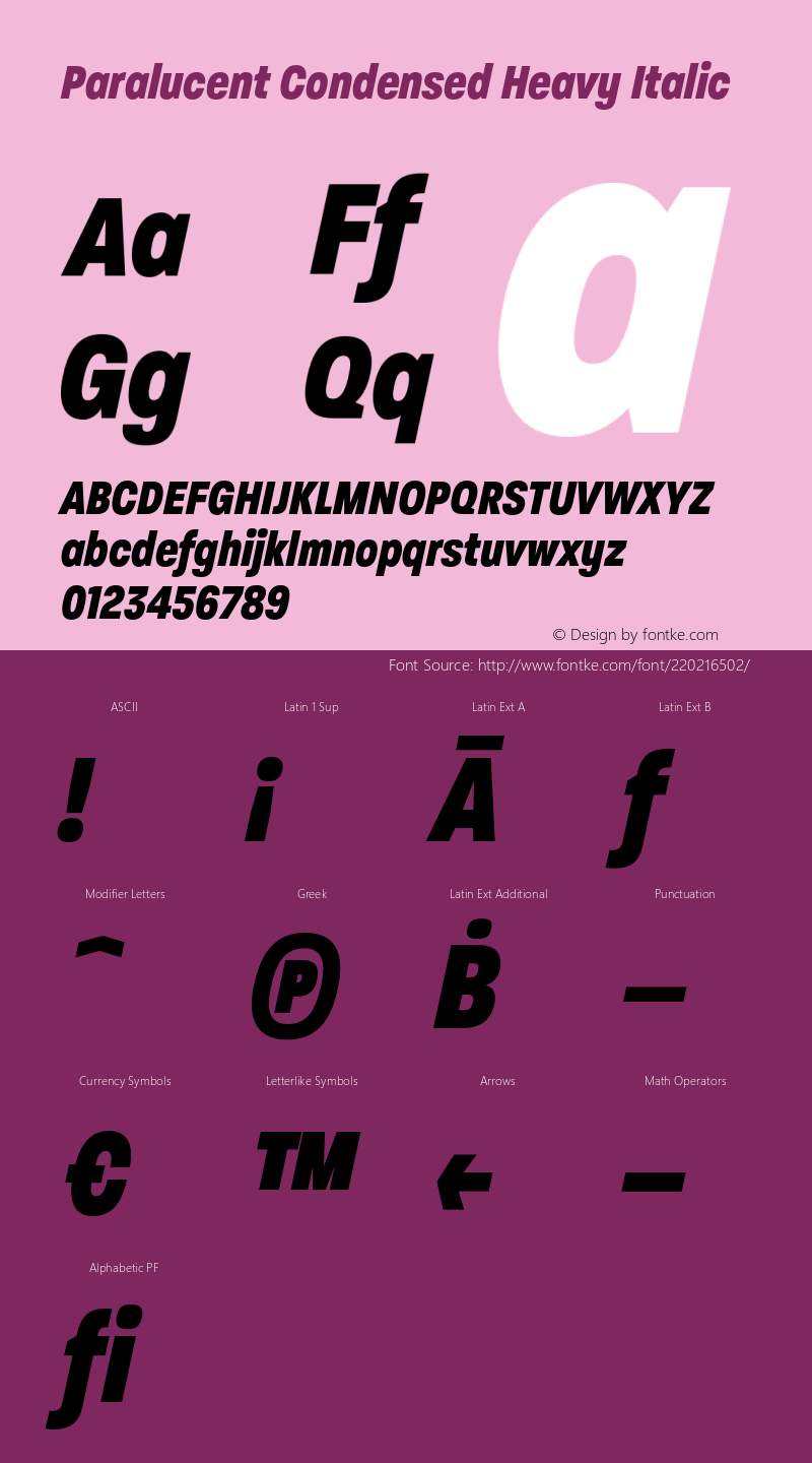 Paralucent Condensed Heavy Italic Version 4.000;hotconv 1.0.109;makeotfexe 2.5.65596图片样张