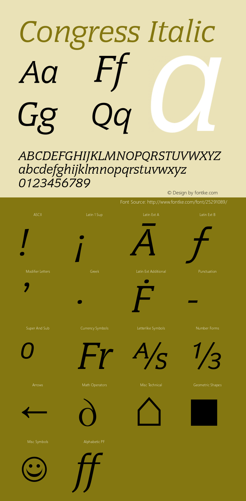 Congress-Italic Version 1.10 Font Sample