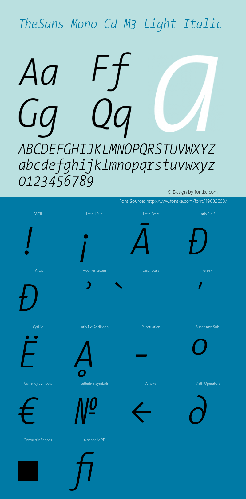 TheSansMono-CdM3LightItalic 3.006 Font Sample