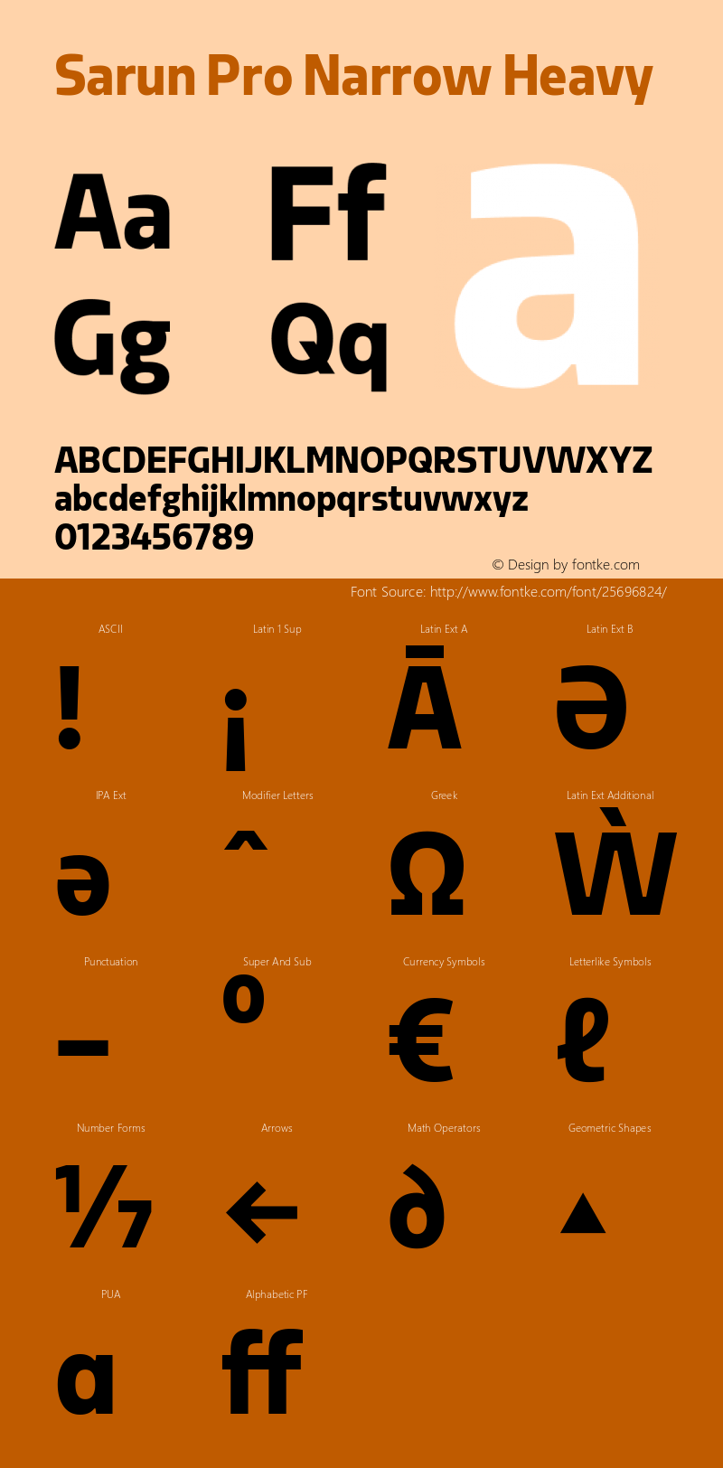 Sarun Pro Narrow Heavy Version 1.70 Build 0318 Font Sample