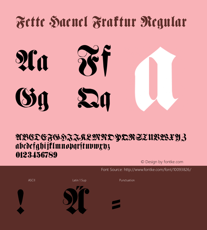 Fette Haenel Fraktur Regular Macromedia Fontographer 4.1 5/10/97 Font Sample