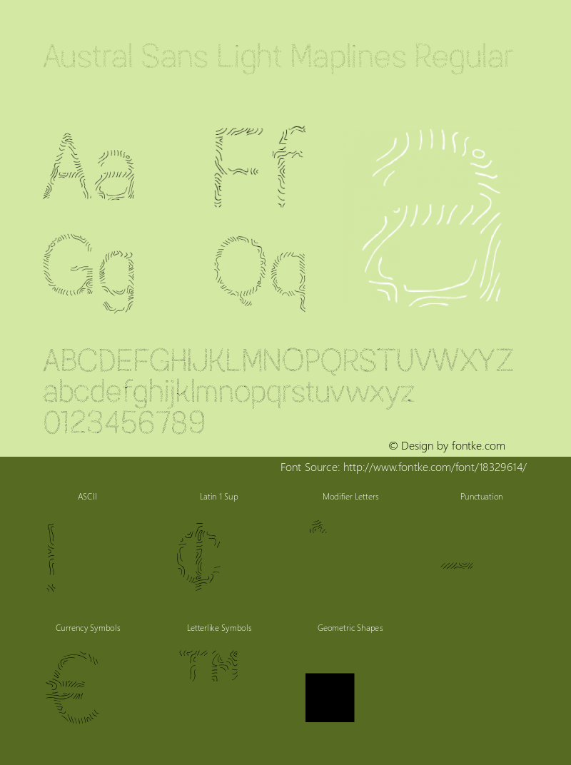 Austral Sans Light Maplines Regular Version 1.000 Font Sample