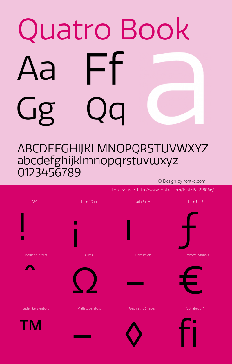 Quatro-Book Version 1.30 Font Sample