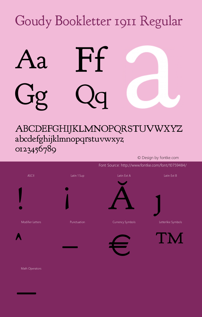 Goudy Bookletter 1911 Regular Version 2008.02.06 Font Sample