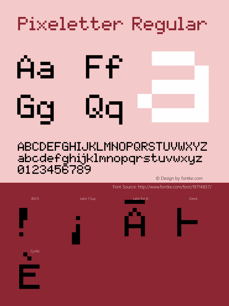 Pixeletter Version 1.4 Font Sample