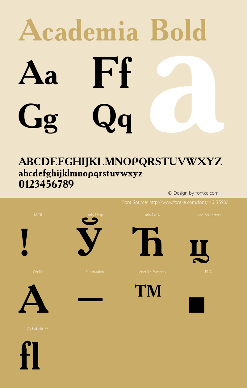 Academia Bold Version < Font Sample