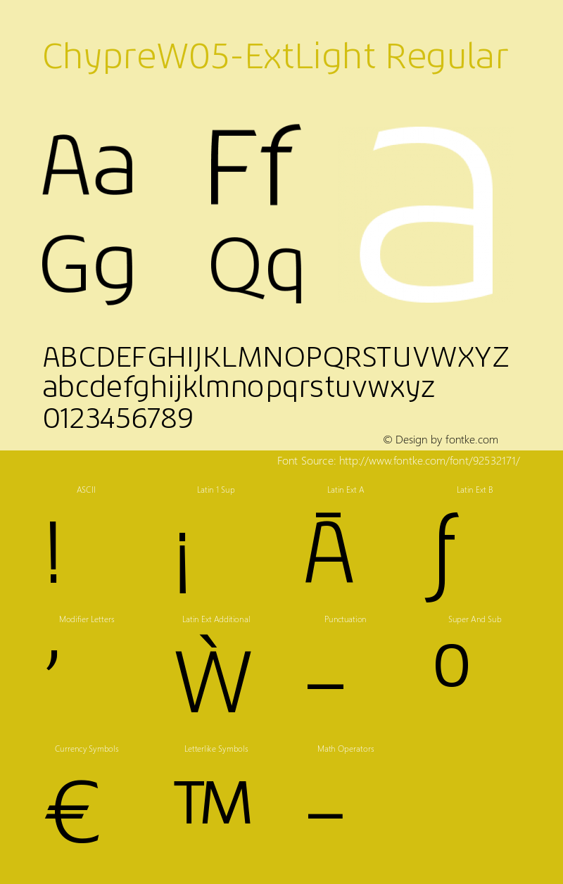 Chypre W05 Ext Light Version 1.00 Font Sample