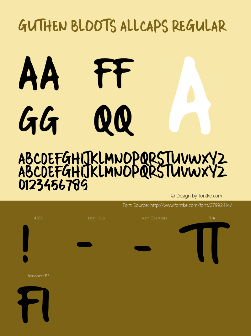 GUTHEN BLOOTS ALLCAPS Version 1.00;December 20, 2018;FontCreator 11.5.0.2427 64-bit Font Sample