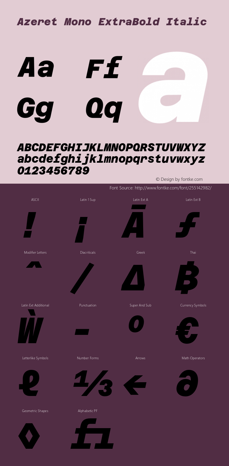 Azeret Mono ExtraBold Italic Version 1.000; Glyphs 3.0.3, build 3084图片样张