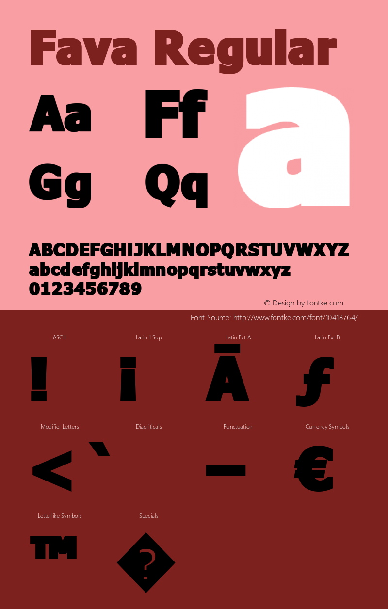 Fava Regular Version 1.000 2011 initial release Font Sample