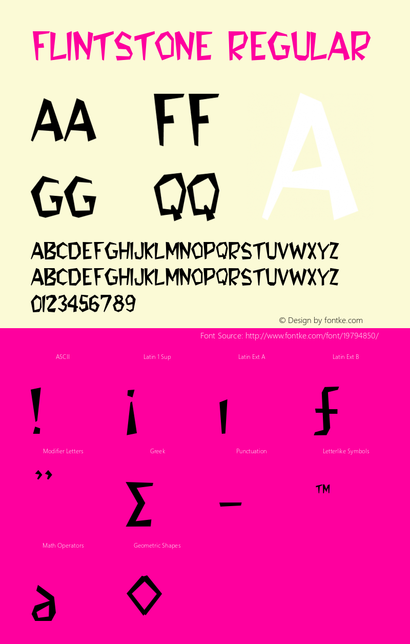 Flintstone Regular Altsys Fontographer 3.5  3/3/93 Font Sample