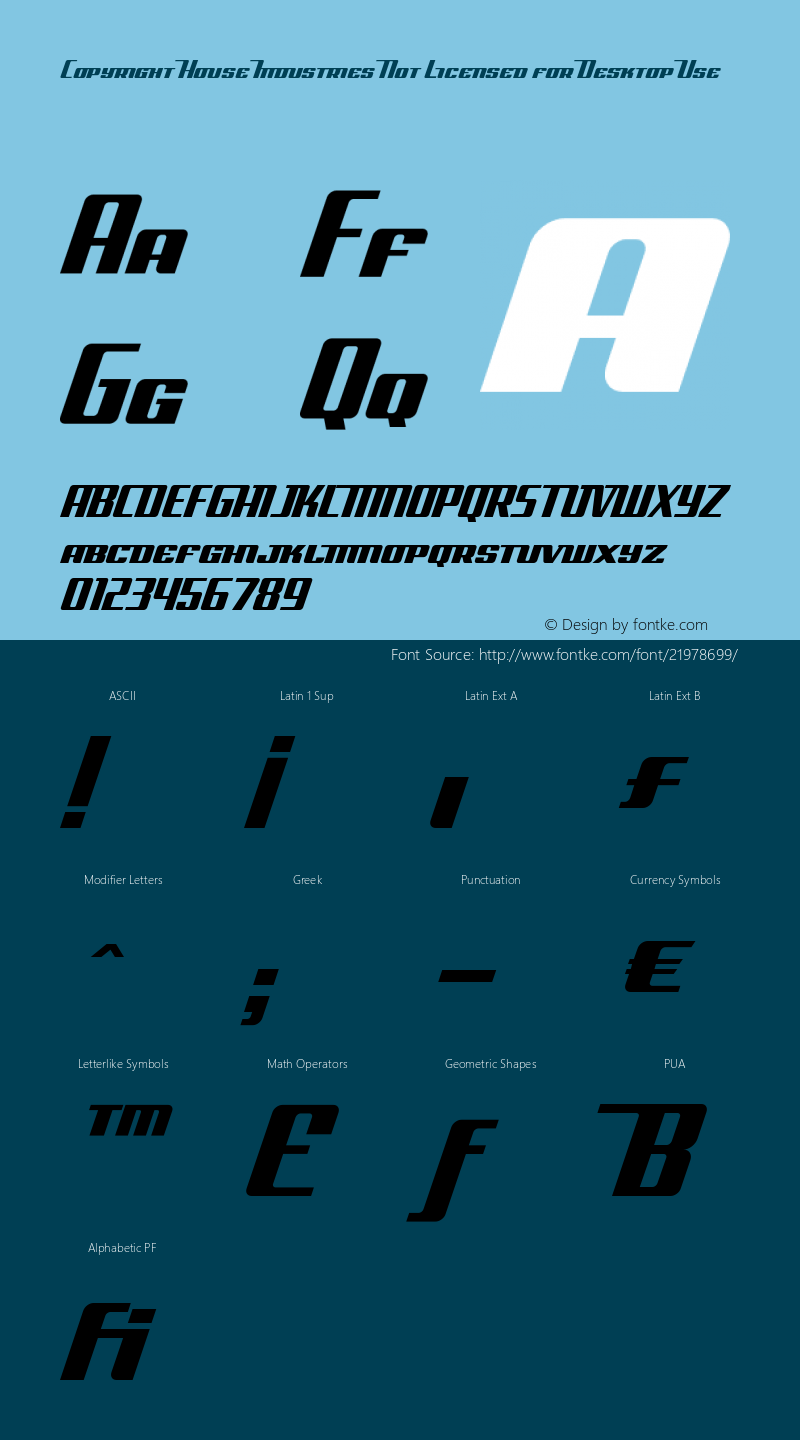 Copyright House Industries House Industries 1.000; ttfautohint (v0.9) Font Sample