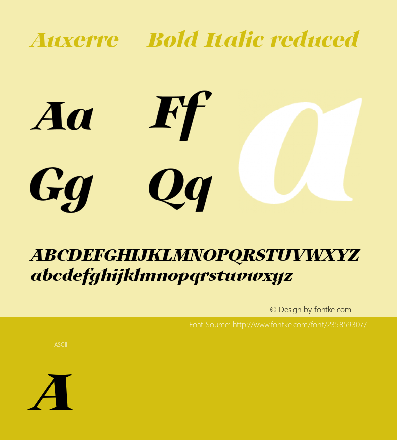 Auxerre 76 Bold Italic reduced Version 1.003图片样张