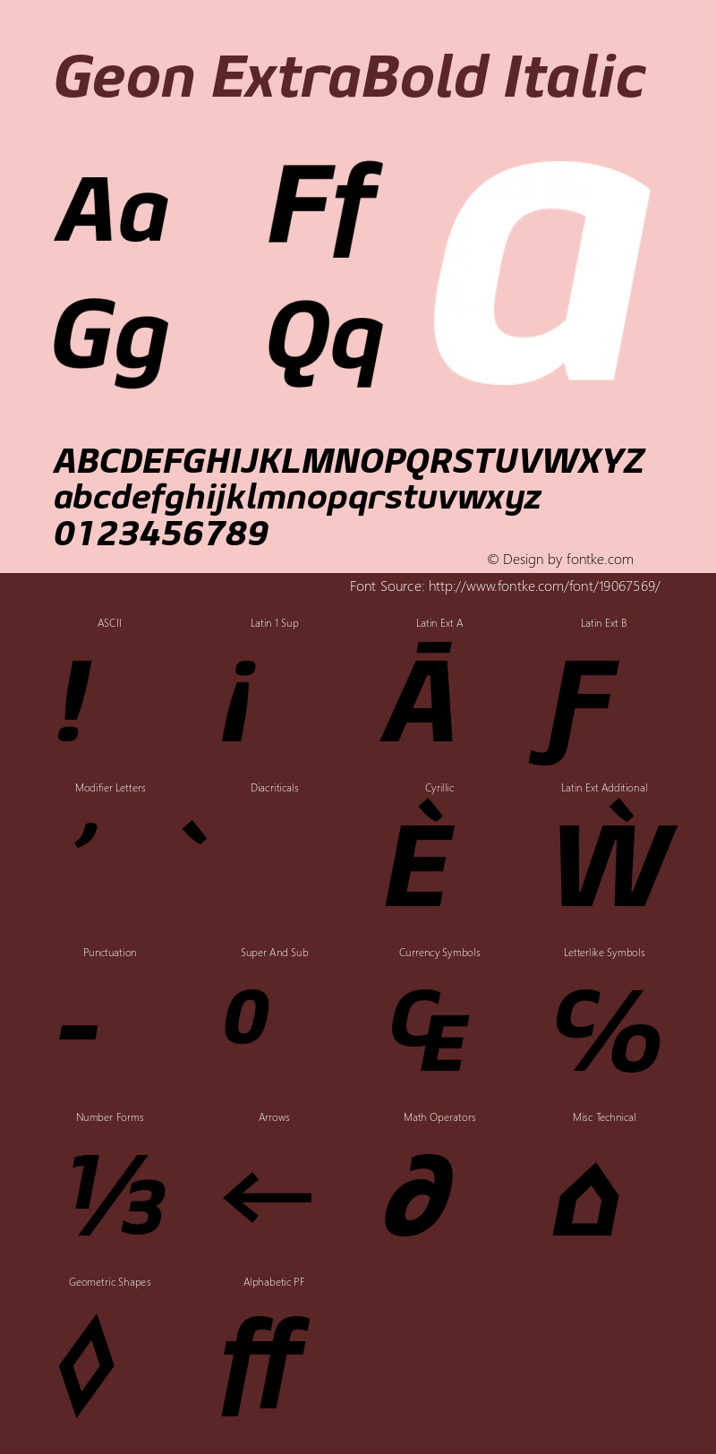 Geon ExtraBold Italic Version 1.000 Font Sample