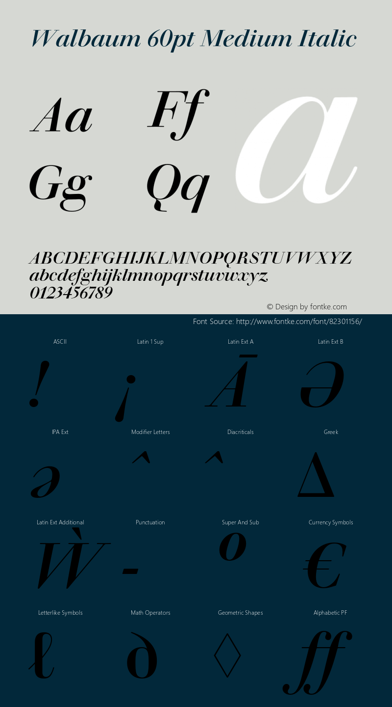 Walbaum60pt-MediumItalic Version 1.01 Font Sample