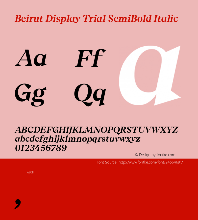 Beirut Display Trial SemiBold Italic Version 6.000;PS 006.000;hotconv 1.0.88;makeotf.lib2.5.64775 Font Sample