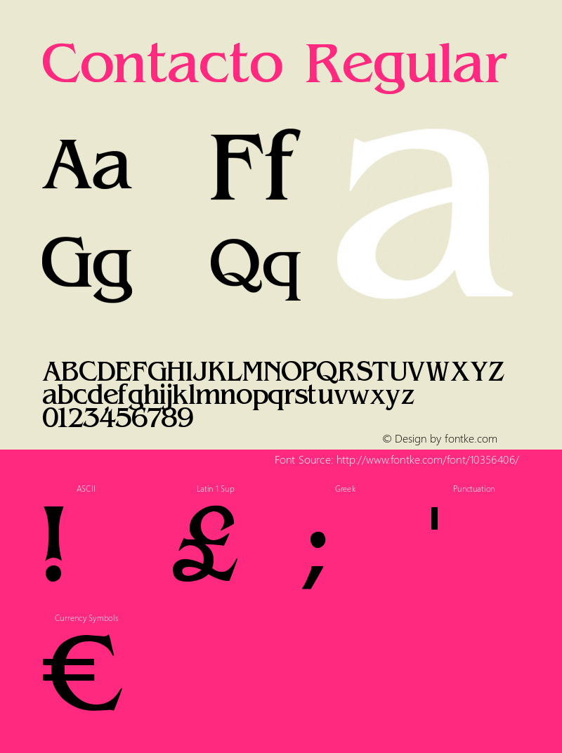 Contacto Regular Version 1 Font Sample